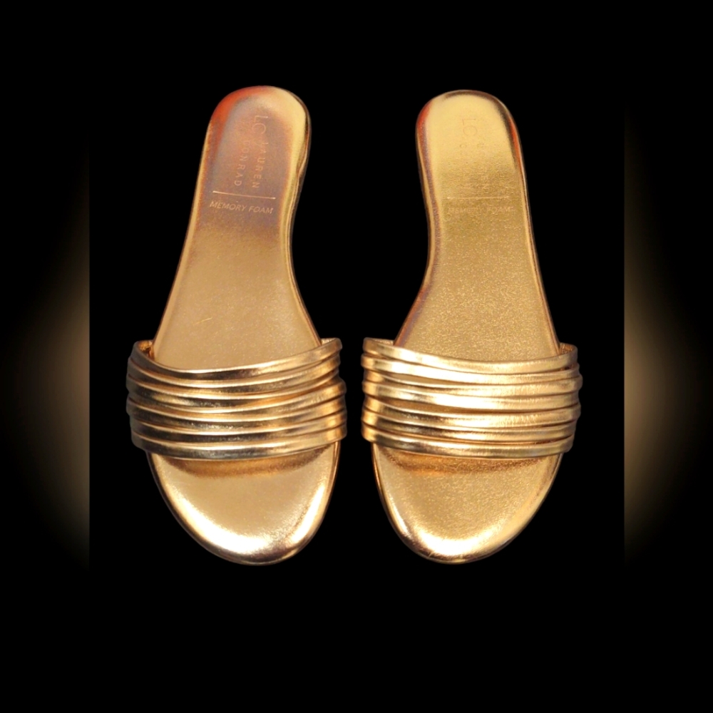 New W/O Tags Lauren Conrad Rose Gold Slide Sandals Size 9/10